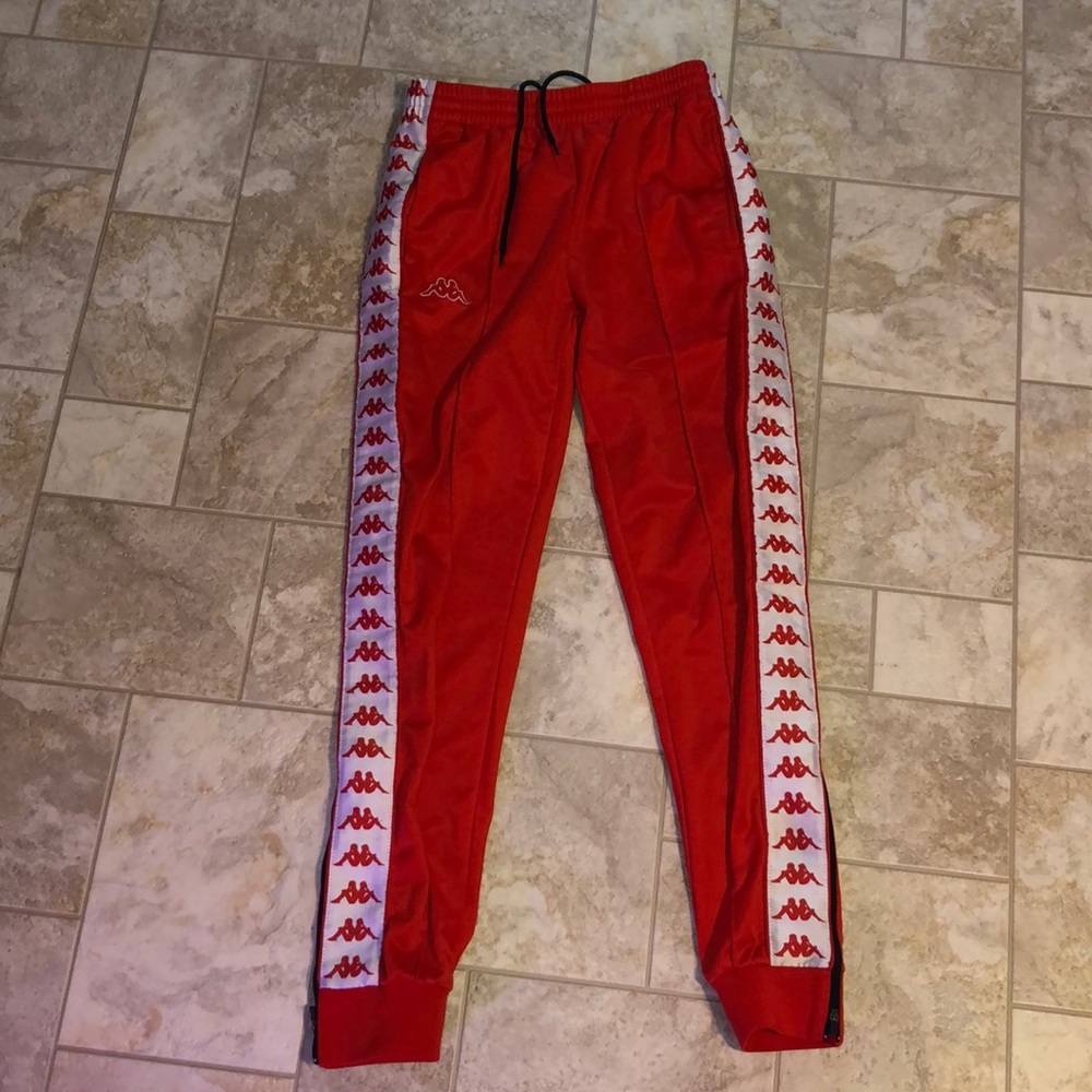 Red kappa track pants